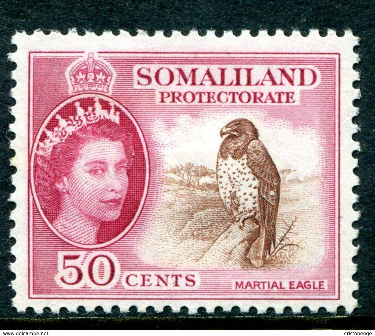 Somaliland 1953-58 QEII Pictorials - 50c Martial Eagle HM (SG 143) - Somaliland (Protectoraat ...-1959)