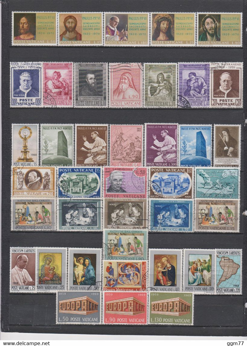 145 TIMBRES VATICAN OBLITERES  & NEUFS**&* + SANS GOMME DE 1957 à 1973   Cote : 42,90 € - Used Stamps