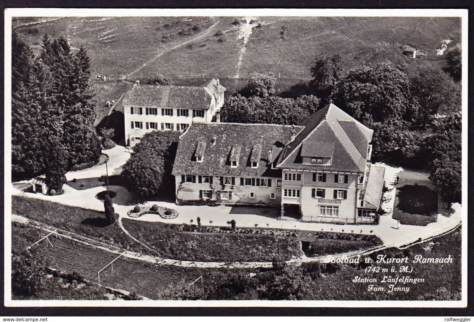1935 Gelaufene AK Soolbad Und Kurort RAMSACH, Station Läufelfingen Mit Bahnstempel Läufelfingen SBB. - Chemins De Fer
