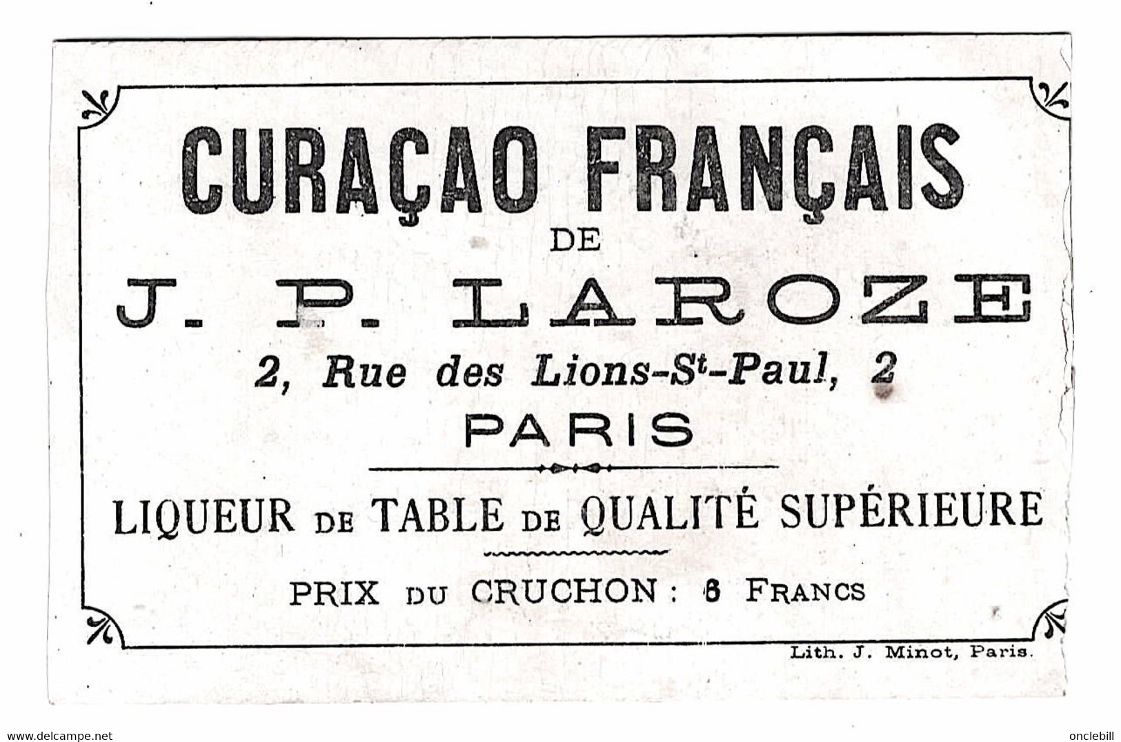 Paris Publicité Curaço Laroze Chromo 1900 état Très Bon - Blumen