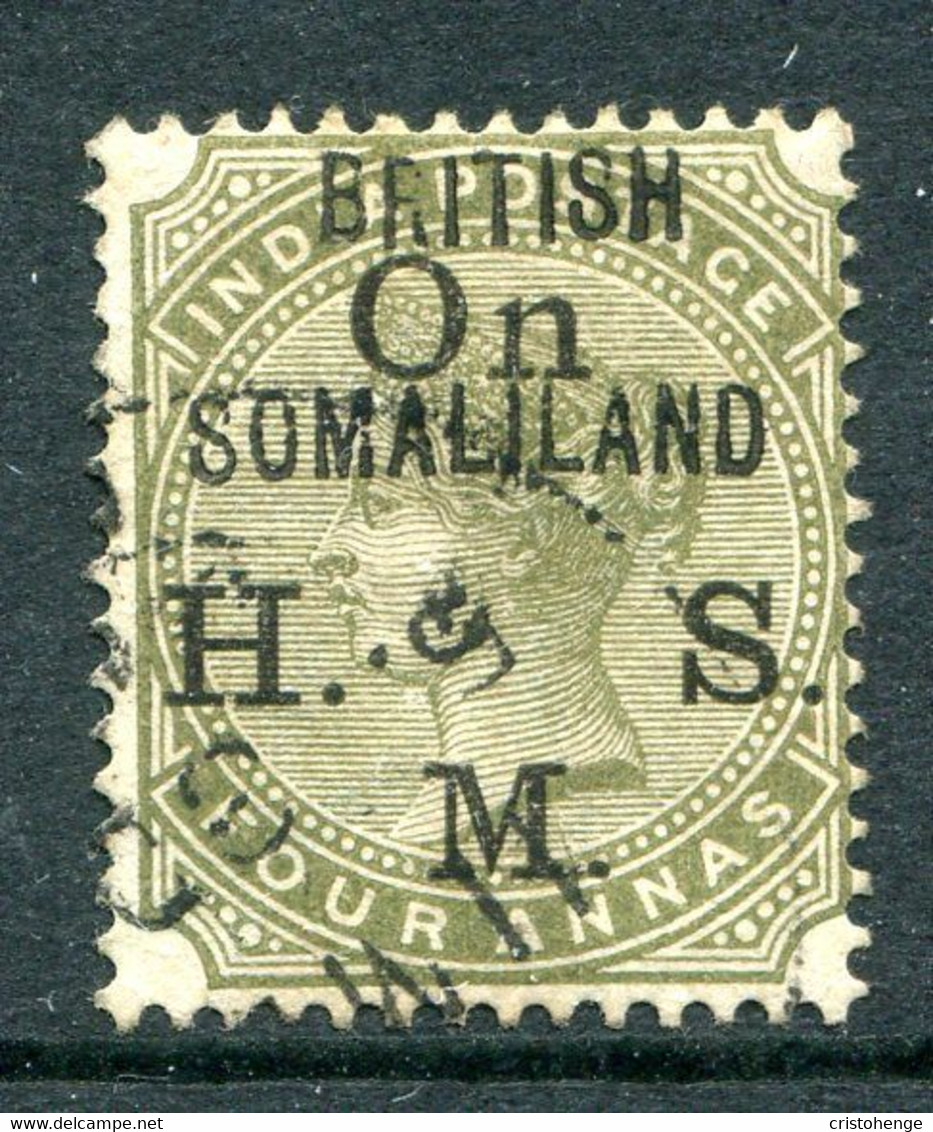 Somaliland 1903 QV India - Officials O.H.M.S - Forged Overprint - 4a Olive Used (SG Unlisted) - Never Issued - Somaliland (Protectorate ...-1959)