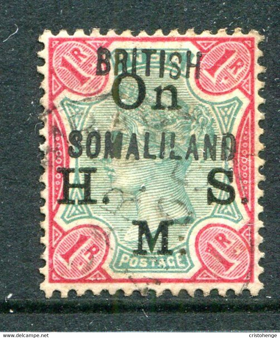 Somaliland 1903 QV India - Officials O.H.M.S - Forged Overprint - 1r Green & Carmine Used (SG O5) - Somaliland (Protectorate ...-1959)