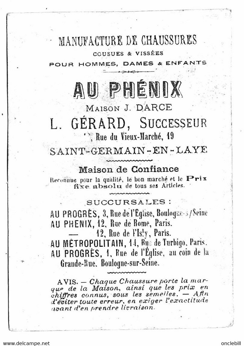 Boulogne Sur Seine Paris Publicité Chaussures Au Phénix 5 Chromos 1900 état Très Bon - Blumen