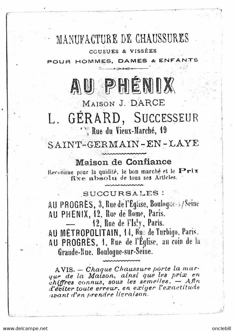 Boulogne Sur Seine Paris Publicité Chaussures Au Phénix 5 Chromos 1900 état Très Bon - Flowers