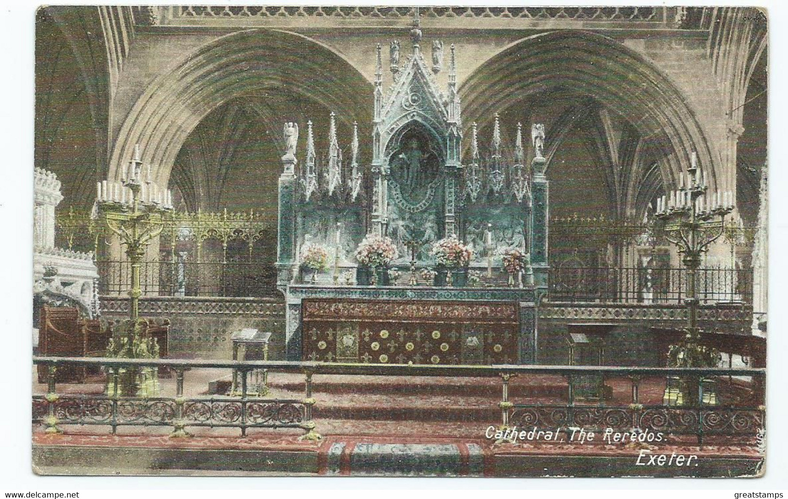 Devon    Postcard    Exeter Cathedral Internal Reredos Posted 1904 Wrench Series - Exeter