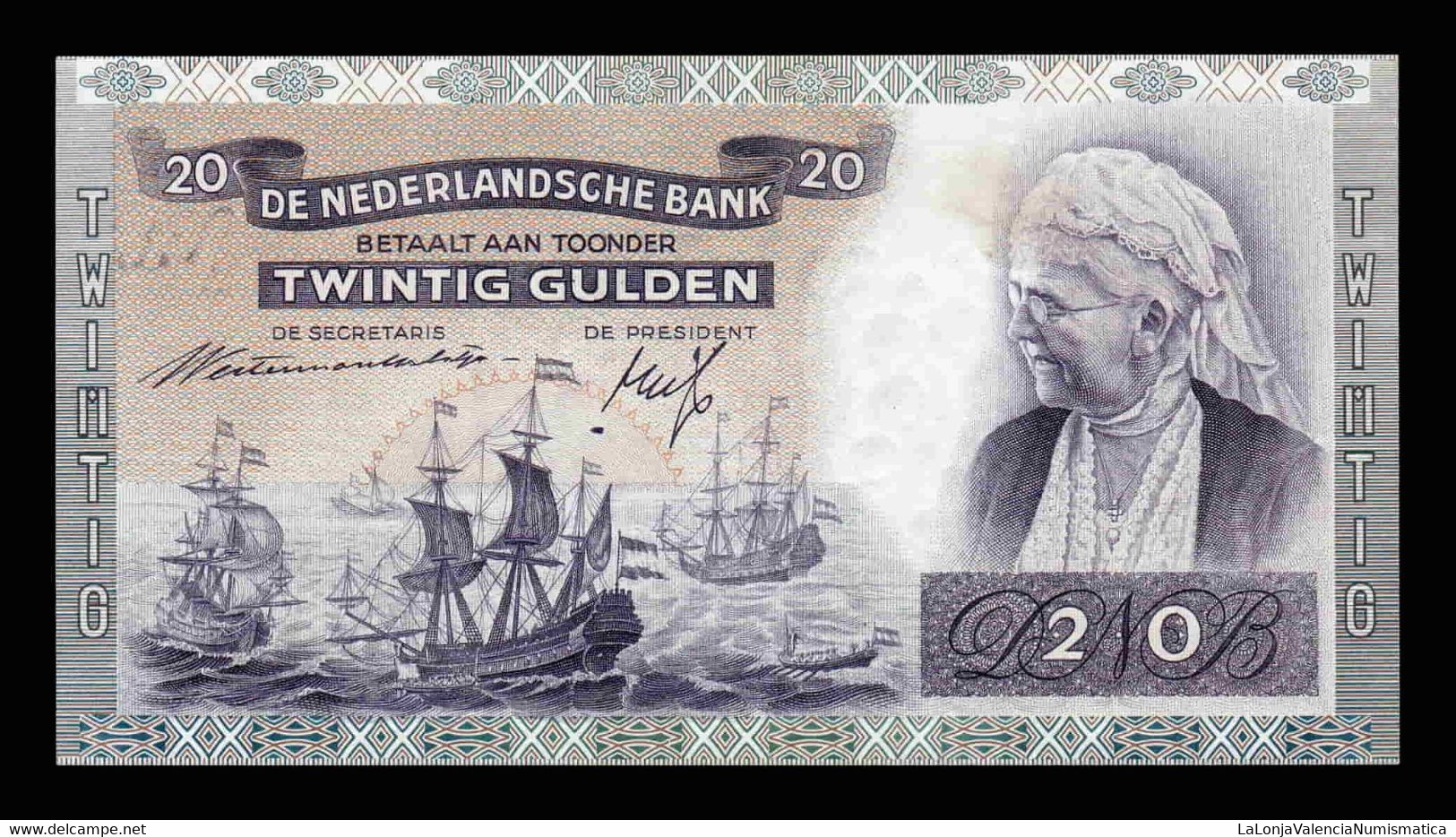 Holanda Netherlands 20 Gulden 1941 Pick 54 SC- AUNC - 20 Gulden