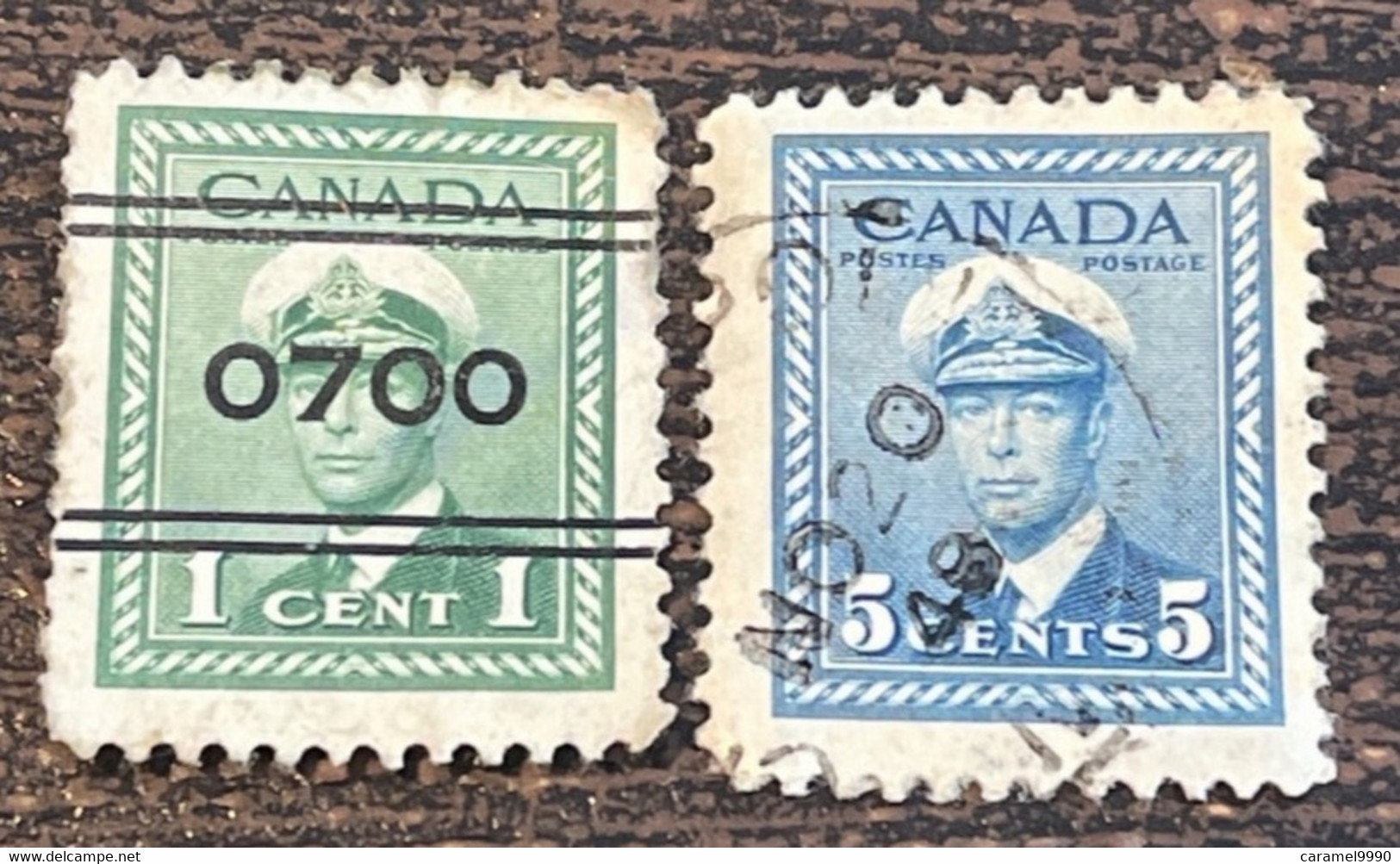 Canada 1 Cent And 5 Cents Le Roi George VI  D Zegel - Used Stamps
