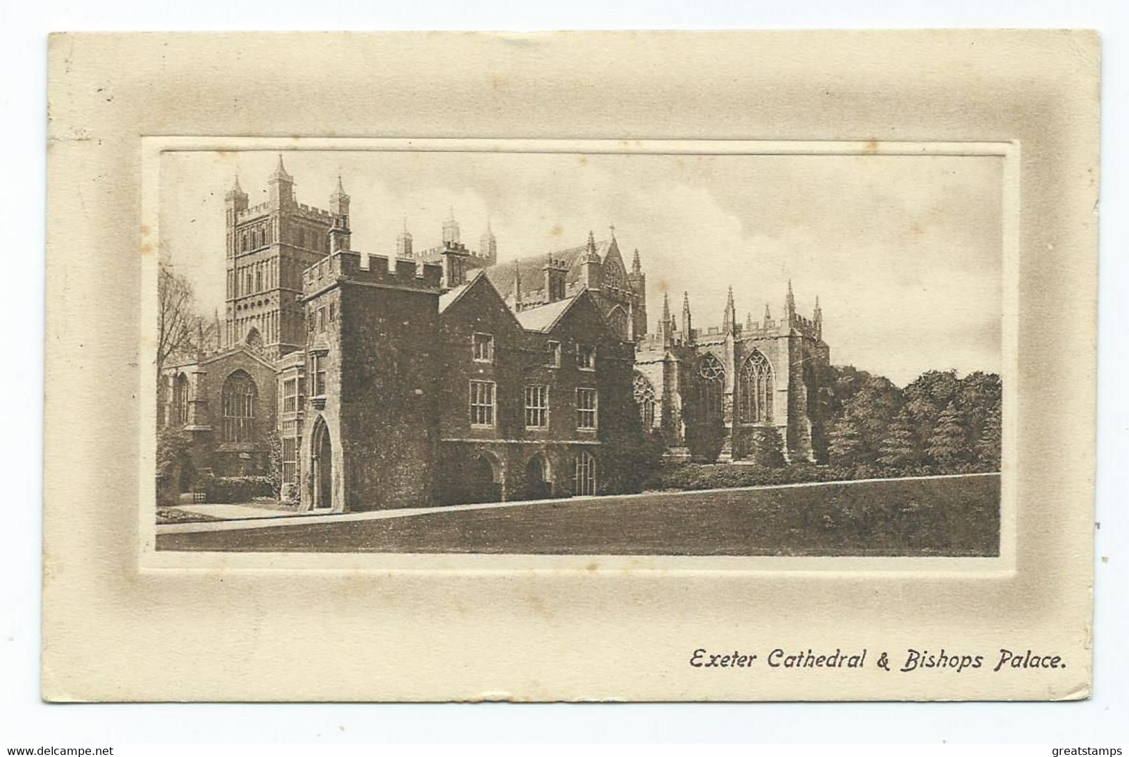 Devon    Postcard Exeter Cathedral And Bishop's Palace. Posted 1911 Downey Head Booklet Stamp - Exeter