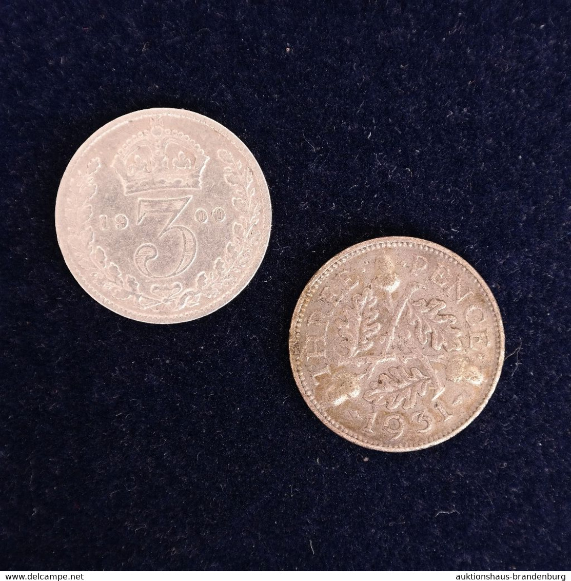 2 X Großbritannien: 3 Pence 1900 Königin Victoria 925er Silber + 3 Pence 1931 König Georg V. 500er Silber - Collections