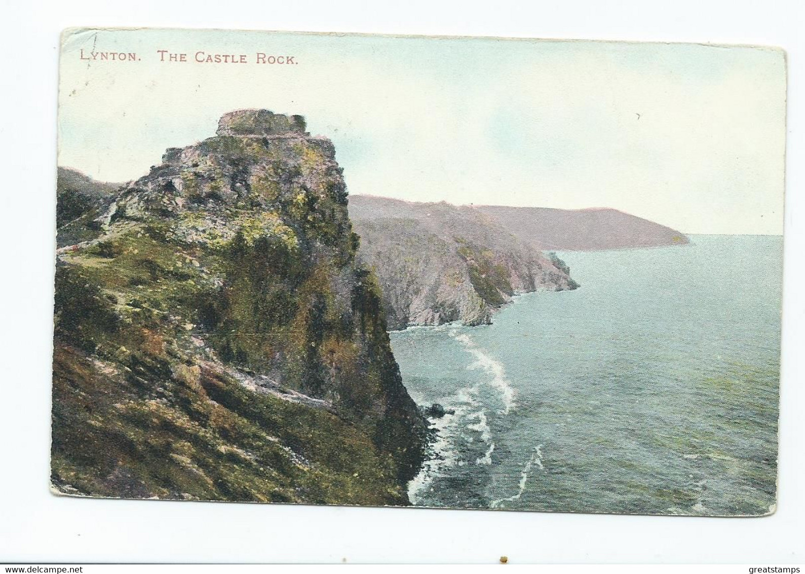 Devon The Castle Rock  Postcard Lynmouth Posted Skeleton Cancel 1907 - Lynmouth & Lynton