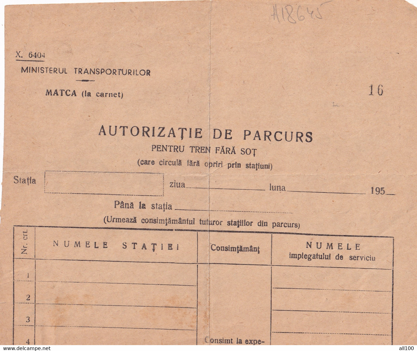 A18645 - CFR CAILE FERATE ROMANE ROMANIAN RAILWAYS OLD DOCUMENT 1953 ICLOD SACEL DEJ ROMANIA HANDWRITING HANDWRITTEN - Europe