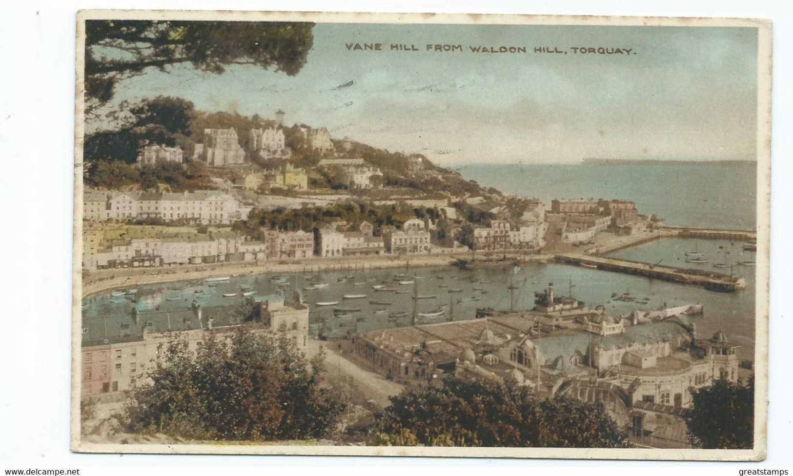 Devon Postcard Torquay Posted 1929 Vane Hill Waldon Hill E.t.w. Dennis Stamp Damaged - Torquay