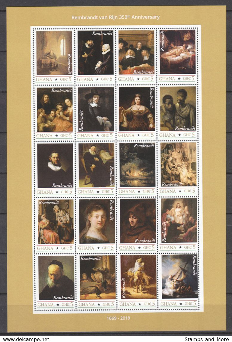 Ghana 2019 - MNH Sheet (1) - 350TH ANNIVERSARY DEATH OF REMBRANDT VAN RIJN (1669-2019) - Rembrandt