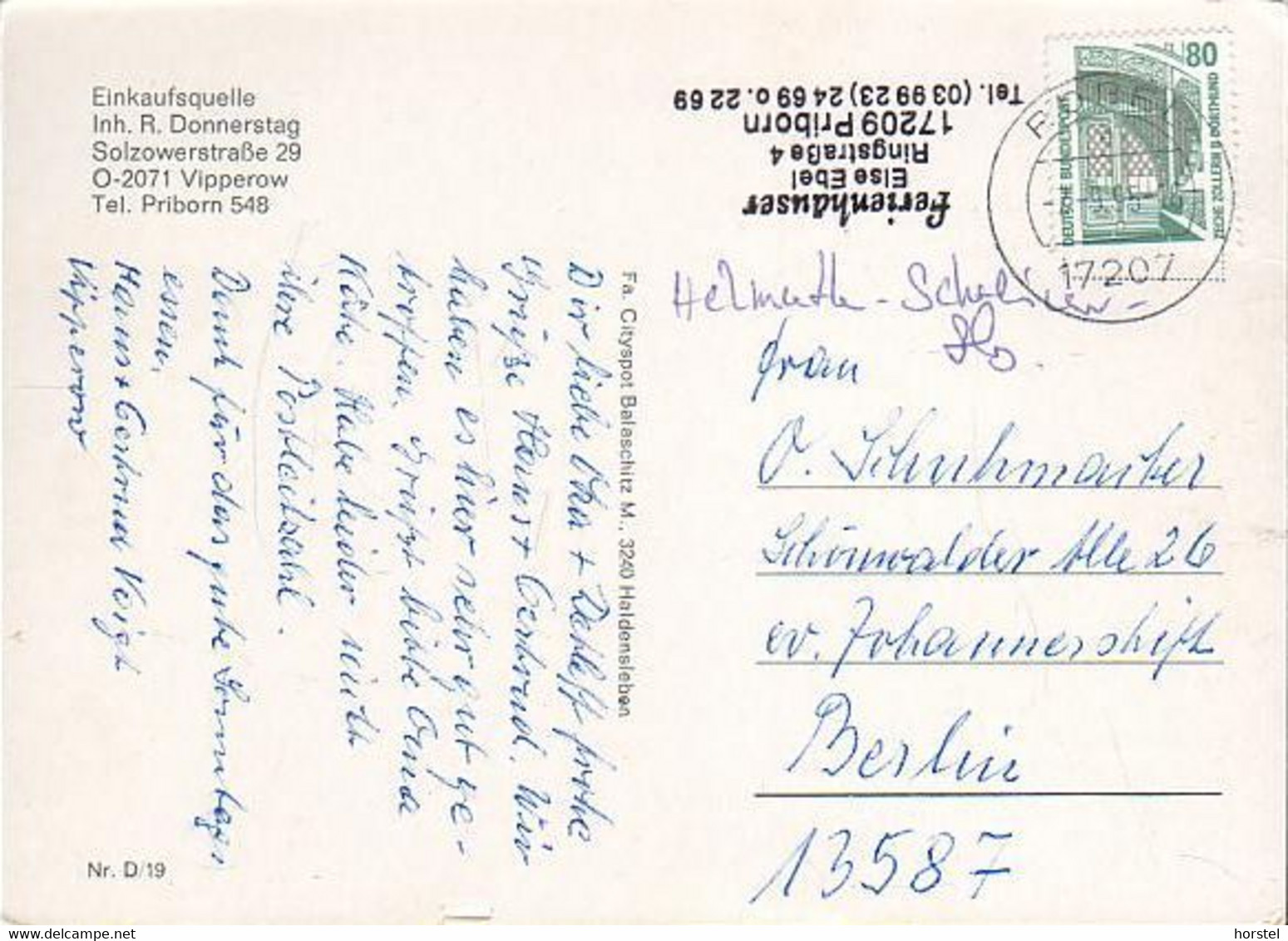 D-17207 Südmüritz - Vipperow - Luftbild - Air View - Nice Stamp - Roebel