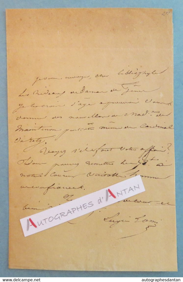 ● L.A.S Eugène LAMI Peintre & Décorateur à Octave Feuillet - Madame De Maintenon - Cardinal De Retz - Lettre Autographe - Peintres & Sculpteurs