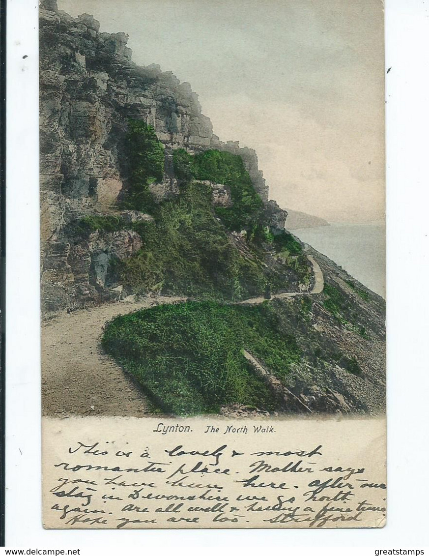 Devon Postcard Lynton The North Walk Skeleton Cancel A  To Canada - Lynmouth & Lynton