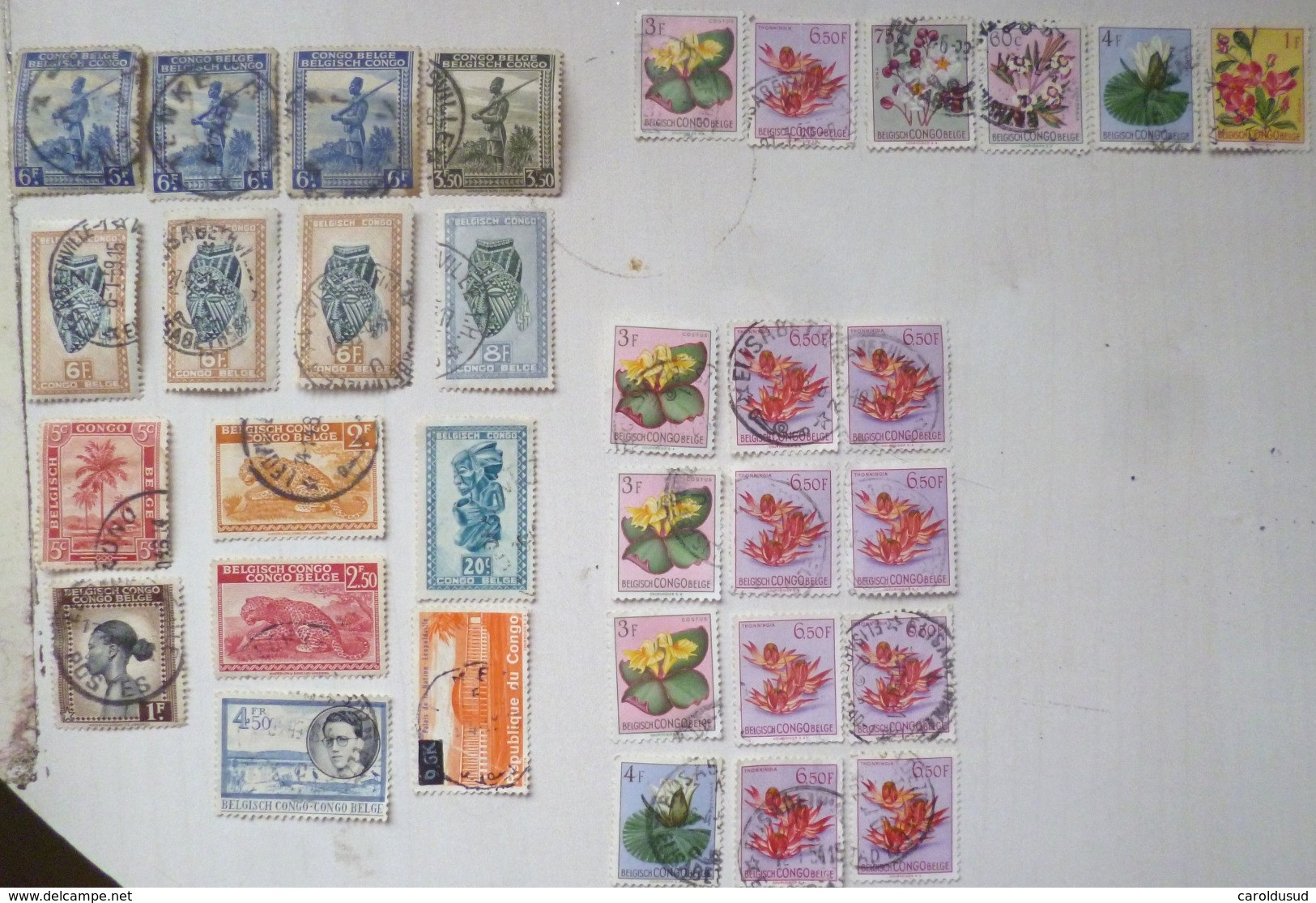 Lot 33 X Timbres 1 Litho Offerte Timbre Oblitere Congo Belge 3 X Republique Du Congo BAUDOUIN 1x Oblitere 2x Bloc Neuf - Collections