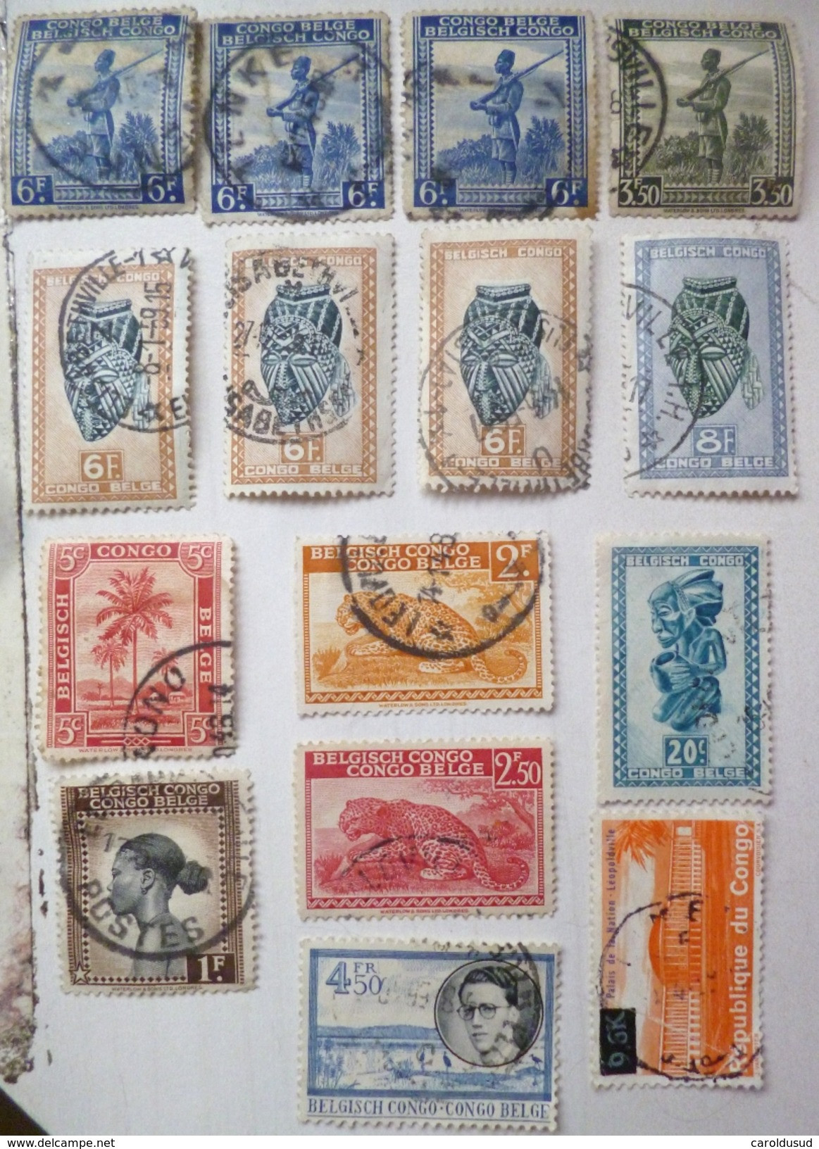 Lot 33 X Timbres 1 Litho Offerte Timbre Oblitere Congo Belge 3 X Republique Du Congo BAUDUIN 1x Oblitere 2x Bloc Neuf - Collections