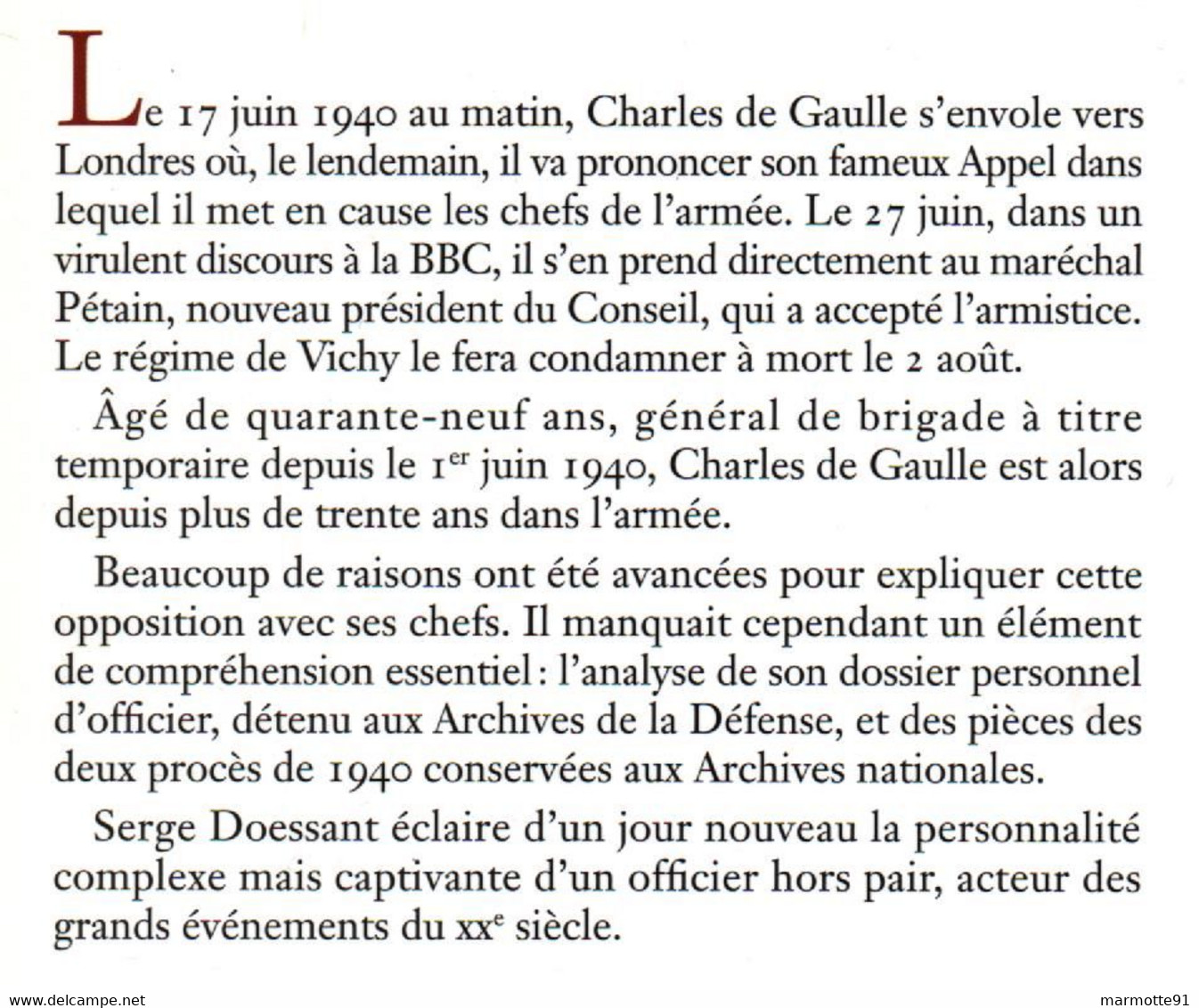 L OFFICIER CHARLES DE GAULLE ET SES CHEFS  PAR S. DOESSANT - Français
