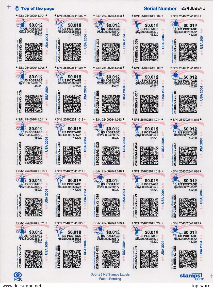 USA 2003-2006 / 10 full sheets of Netstamps CVP ATM stamps.com MNH RARE Automatenmarken Etiquetas