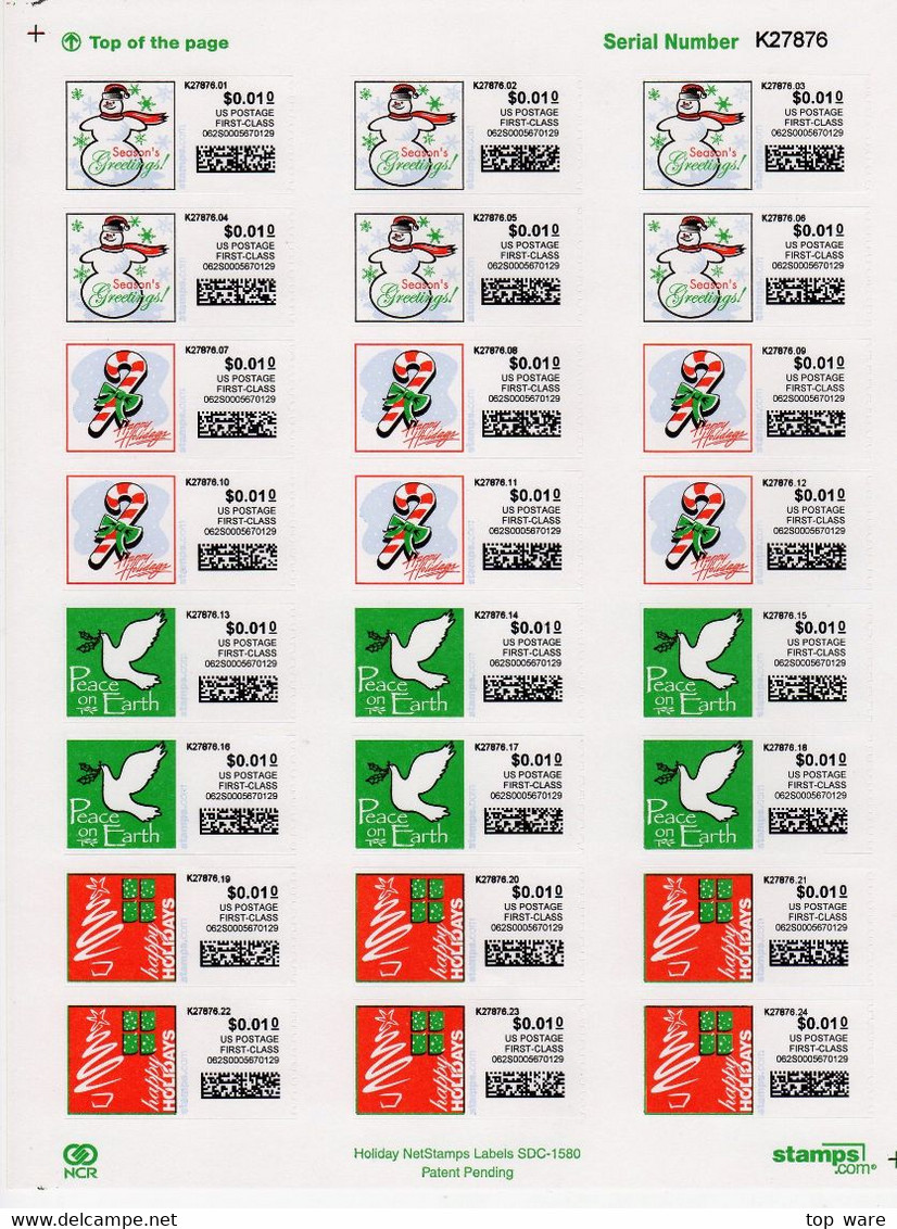 USA 2003-2006 / 10 full sheets of Netstamps CVP ATM stamps.com MNH RARE Automatenmarken Etiquetas