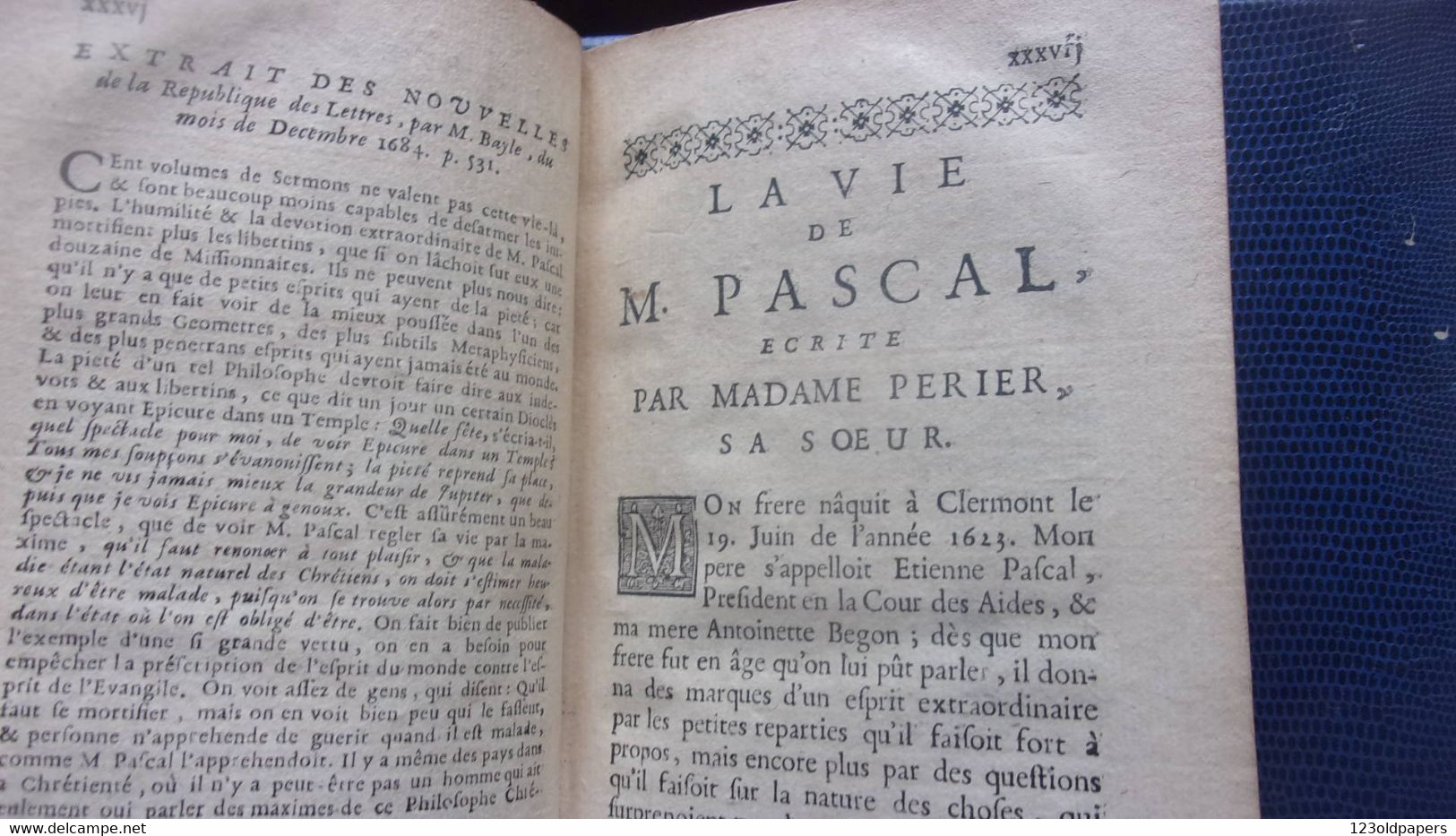 1714 PASCAL Pensées De M. Pascal Sur La Religion & Sur Quelques Autres Sujets /VIE DE PASCAL PAR SA SOEUR PERIER - Godsdienst