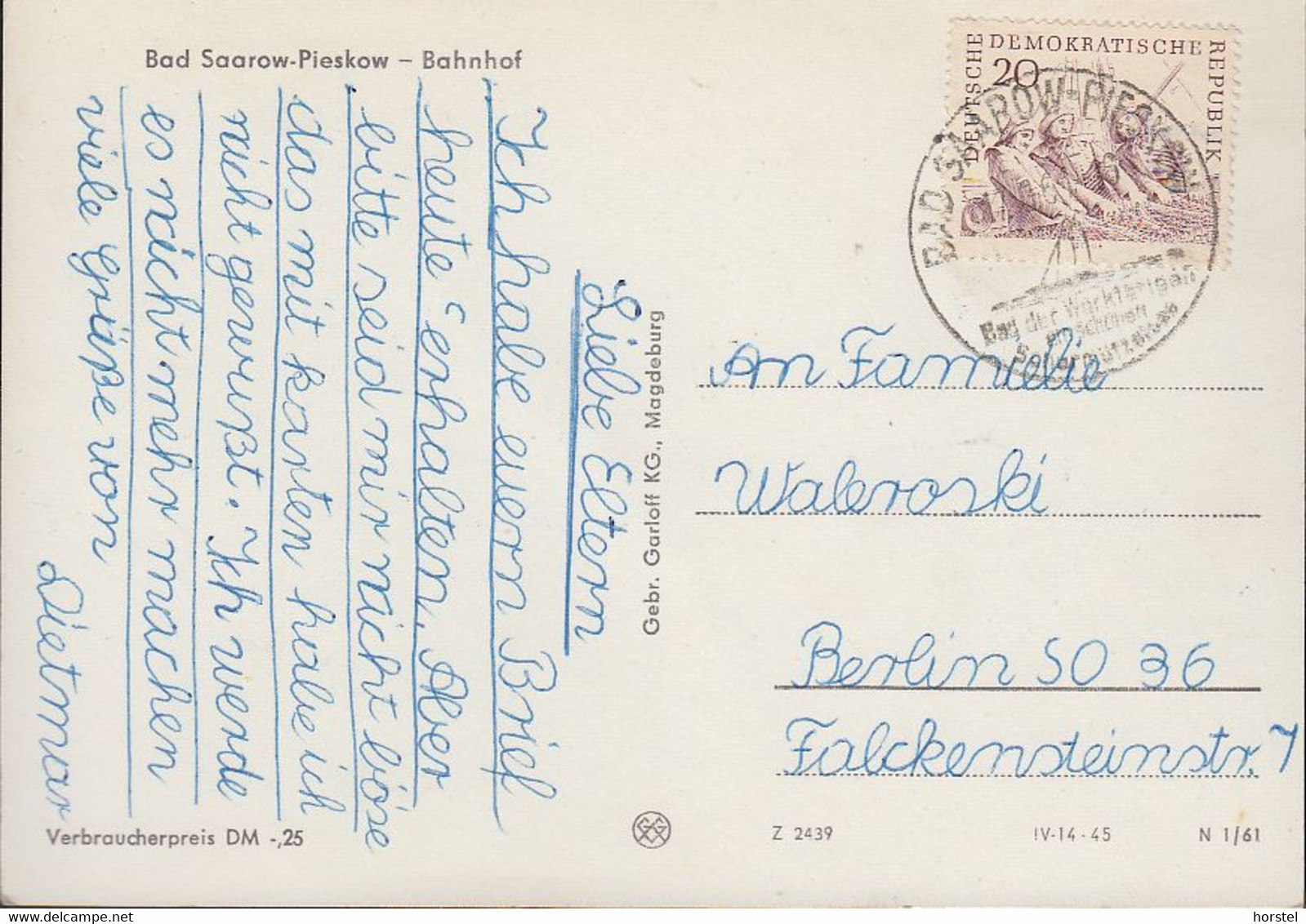 D-15526 Bad Saarow - Bahnhof - Nice Stamp 1961 - Bad Saarow