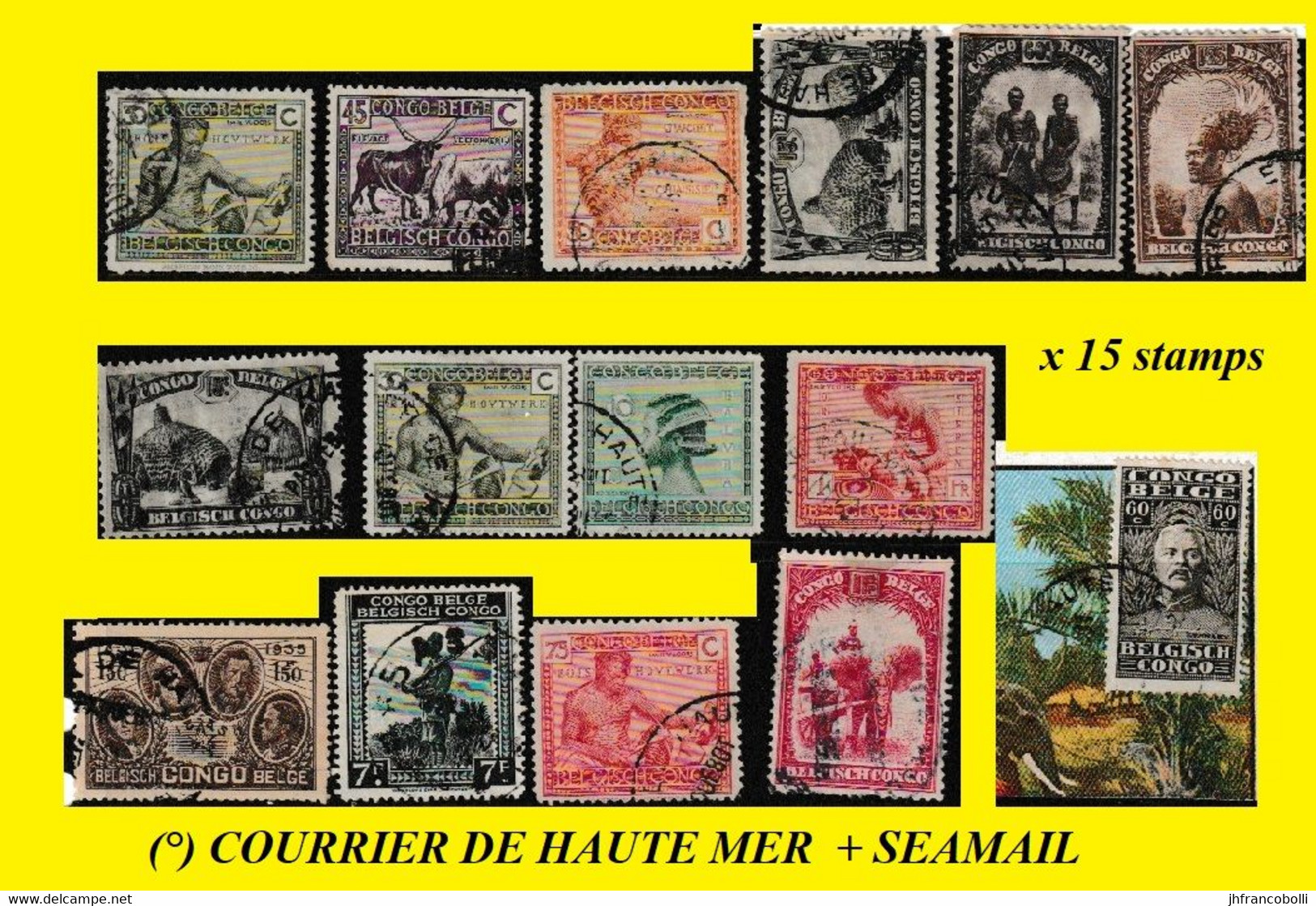 1923/1942 (°) BELGIAN CONGO / CONGO BELGE SEAMAIL SELECTION X 15 STAMPS THYSVILLE COURRIER DE HAUTE MER - Abarten Und Kuriositäten