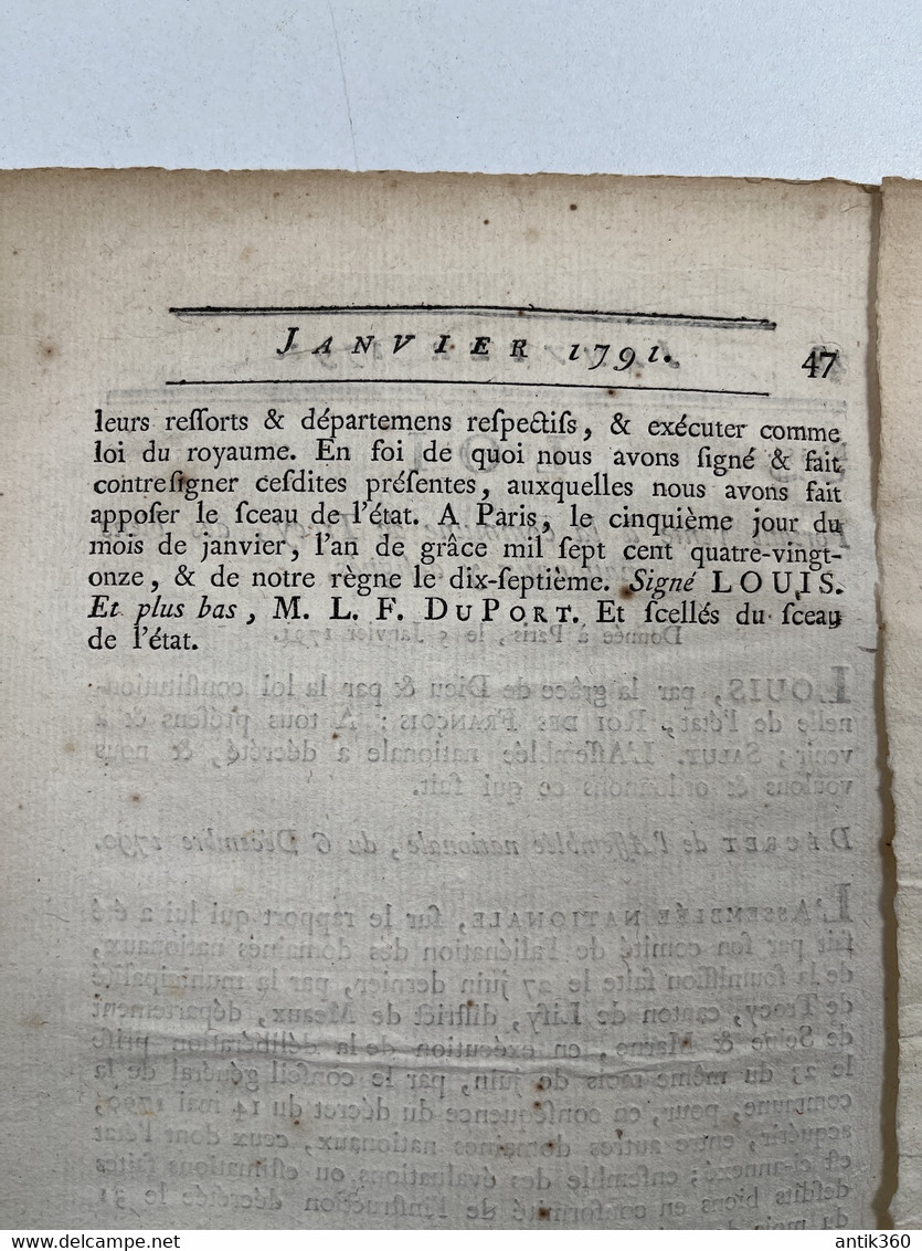 Lot De 2 Extraits De Loi 1791 Révolution Vente Domaines Nationaux à La Municipalité D'Orléans - Decretos & Leyes