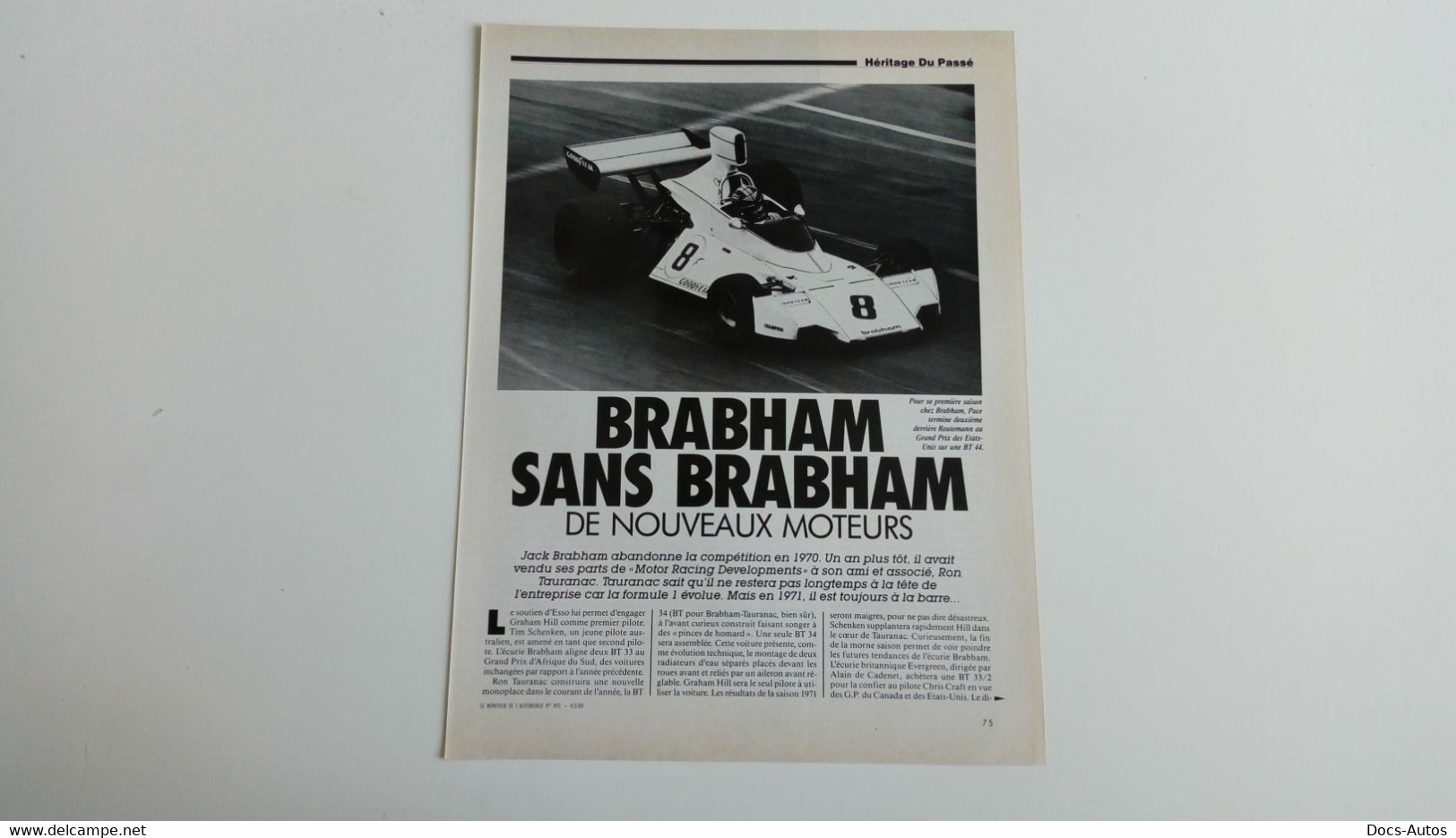 Coupure De Presse Brabham Sans Brabham - Automobile - F1