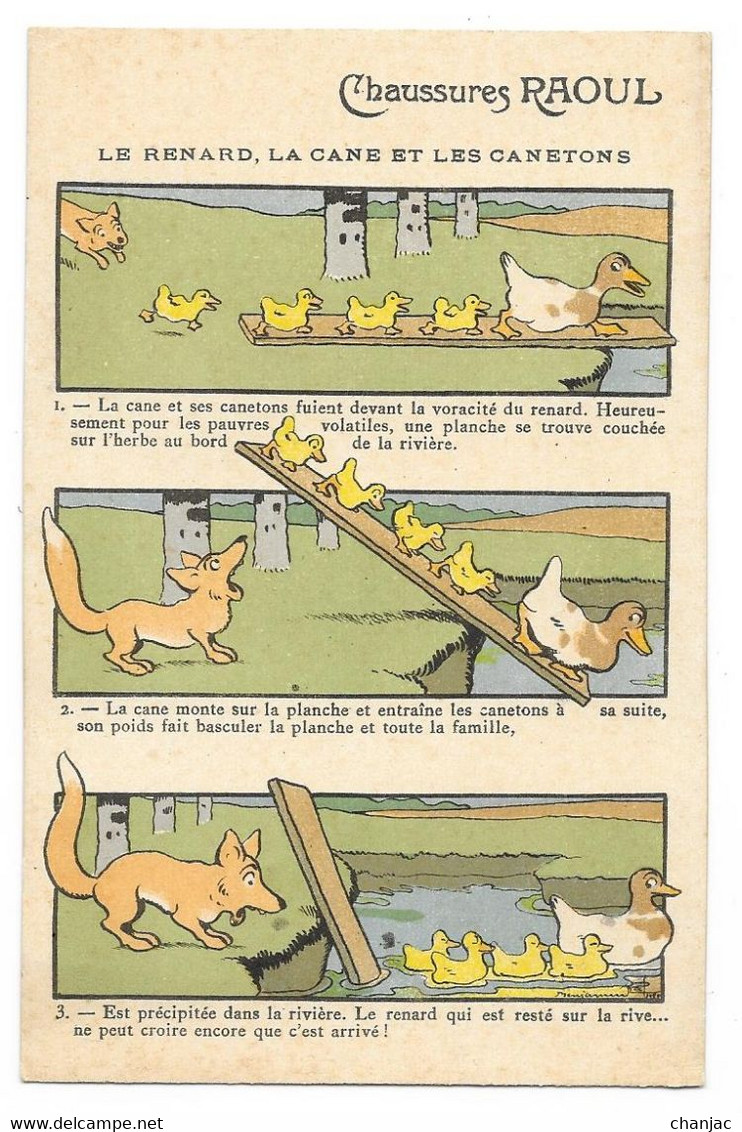 Cpa: Illustrateur - Benjamin Rabier - Publicité Chaussures RAOUL - Le Renard, La Cane Et Les Canetons. - Rabier, B.