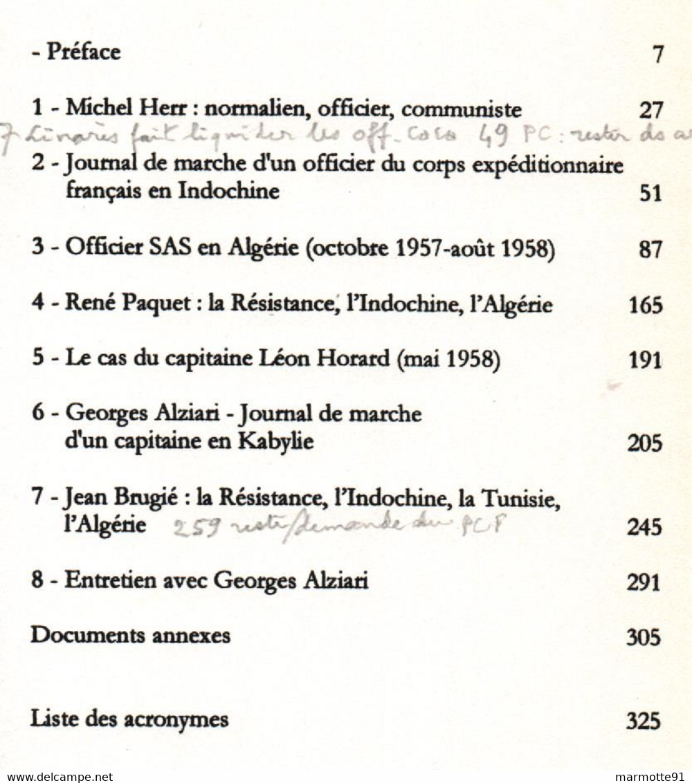 DE LA RESISTANCE AUX GUERRES COLONIALES DES OFFICIERS TEMOIGNENT FFI  LIBERATION INDOCHINE ALGERIE  1946 1962 - Français