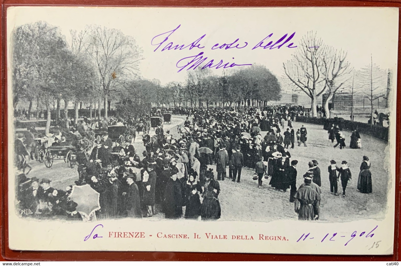 FIRENZE - CASCINE - VIALE DELLA REGIN  ...come Era..  ..carrozze...movimento D'epoca - Viaggiata 1904-  AA623 - Velletri