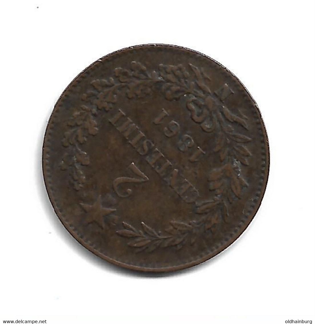 2250l: 2 Centesimi Vittorio Emmanuel 1861 - Amministrazione Austriaca