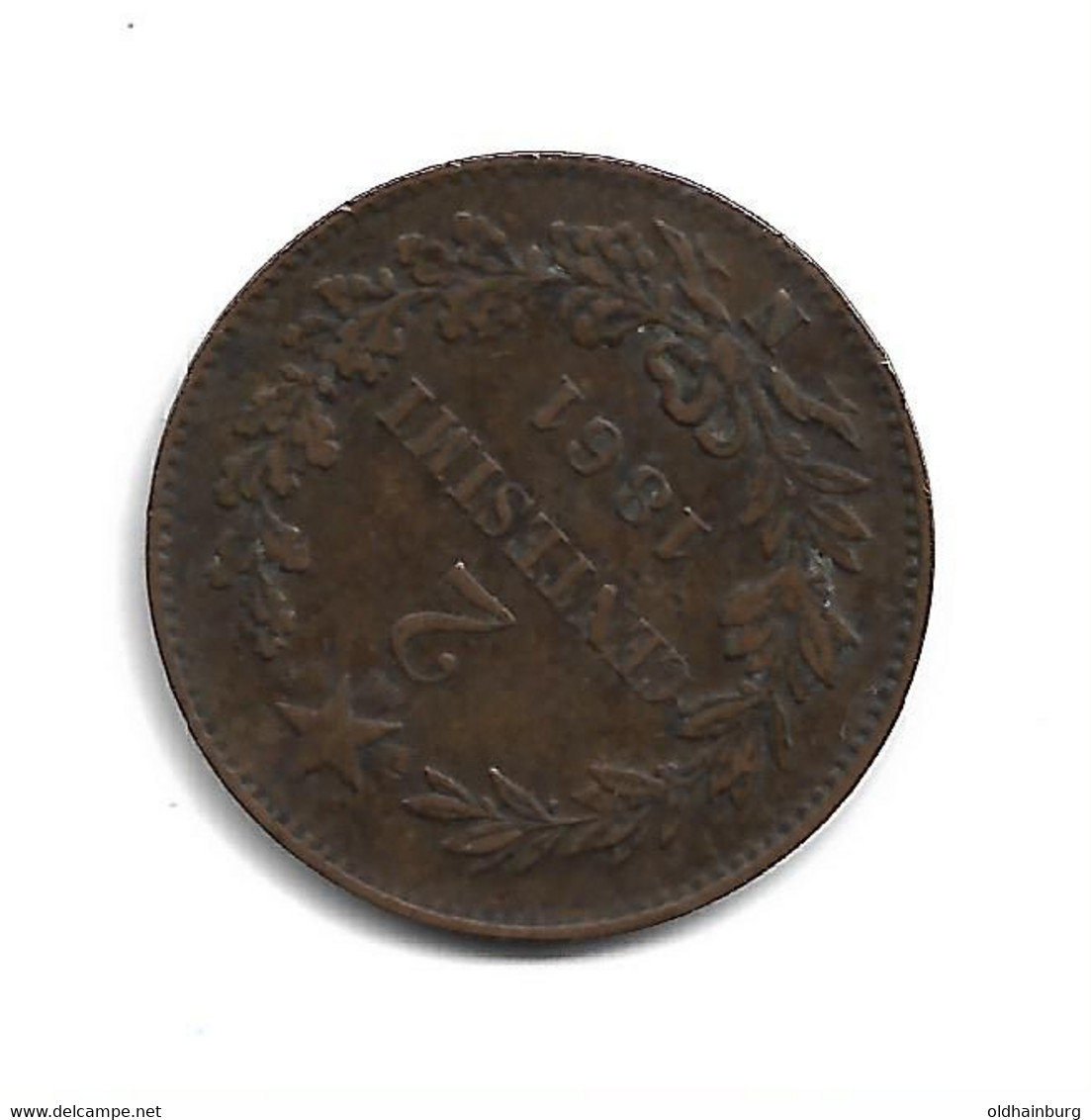 2250l: 2 Centesimi Vittorio Emmanuel 1861 - Administración Austriaca