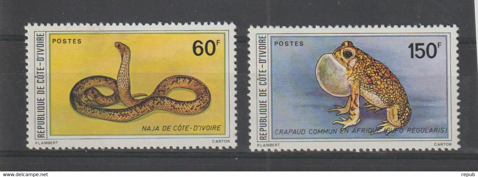 Cote D'Ivoire 1980 Serpent Et Crapaud 549-550, 2 Val ** MNH - Côte D'Ivoire (1960-...)