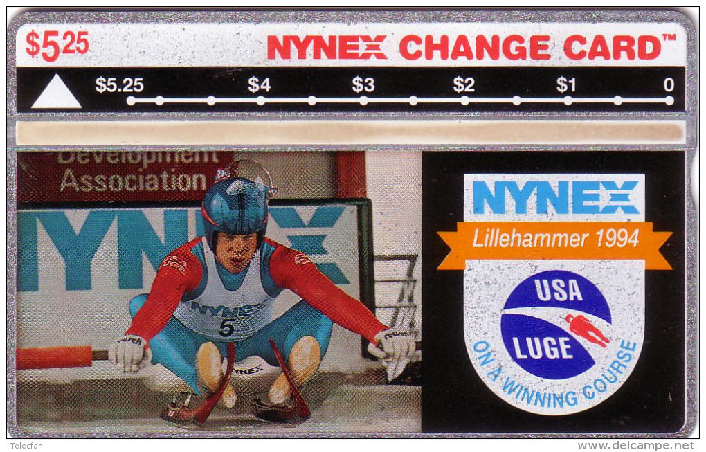 USA NYNEX HOLOGRAPHIQUE  LANDIS JEUX OLYMPIQUES OLYMPICS GAMES LILLEHAMMER LUGE N° 401A...MINT NEUF - Cartes Holographiques (Landis & Gyr)