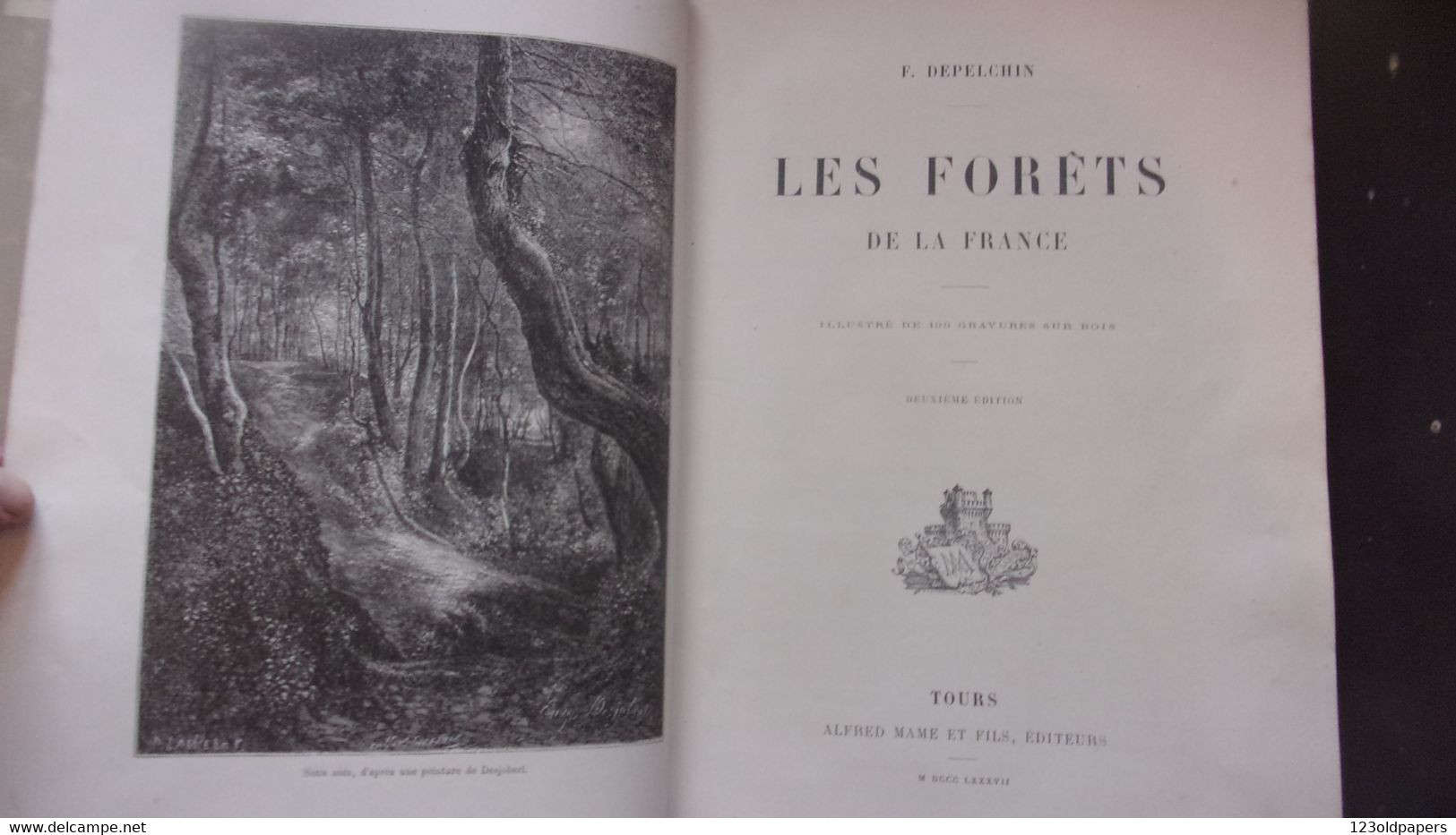 XIX EME BEAU CARTONNAGE MAME TOURS  LES FORETS DE LA FRANCE  F DEPELCHIN 100 GRAVURES SUR BOIS - 1801-1900