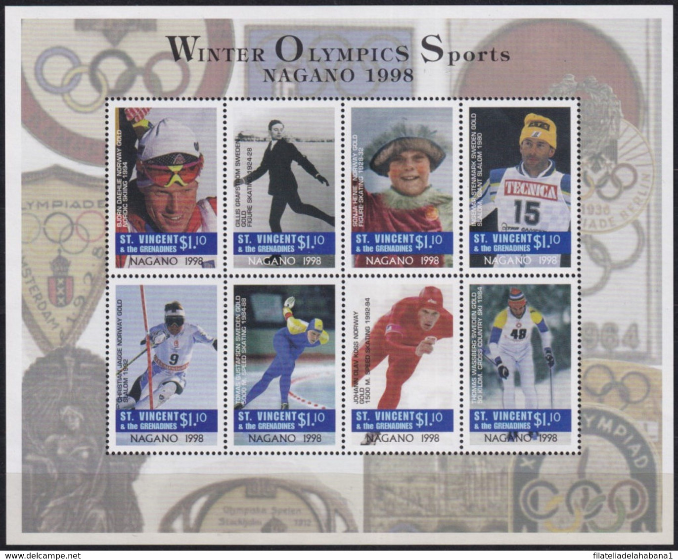 F-EX35976 ST VINCENT & GRENADINES 1998 MNH NAGANO WINTER OLYMPIC GAMES SKIING SKATING. - Invierno 1998: Nagano