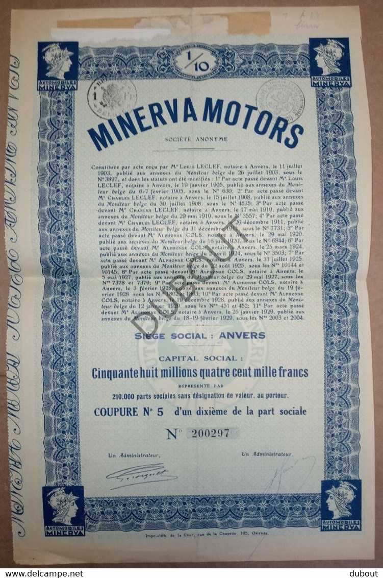 Minerva Motors Aandelen - (V1743) - M - O