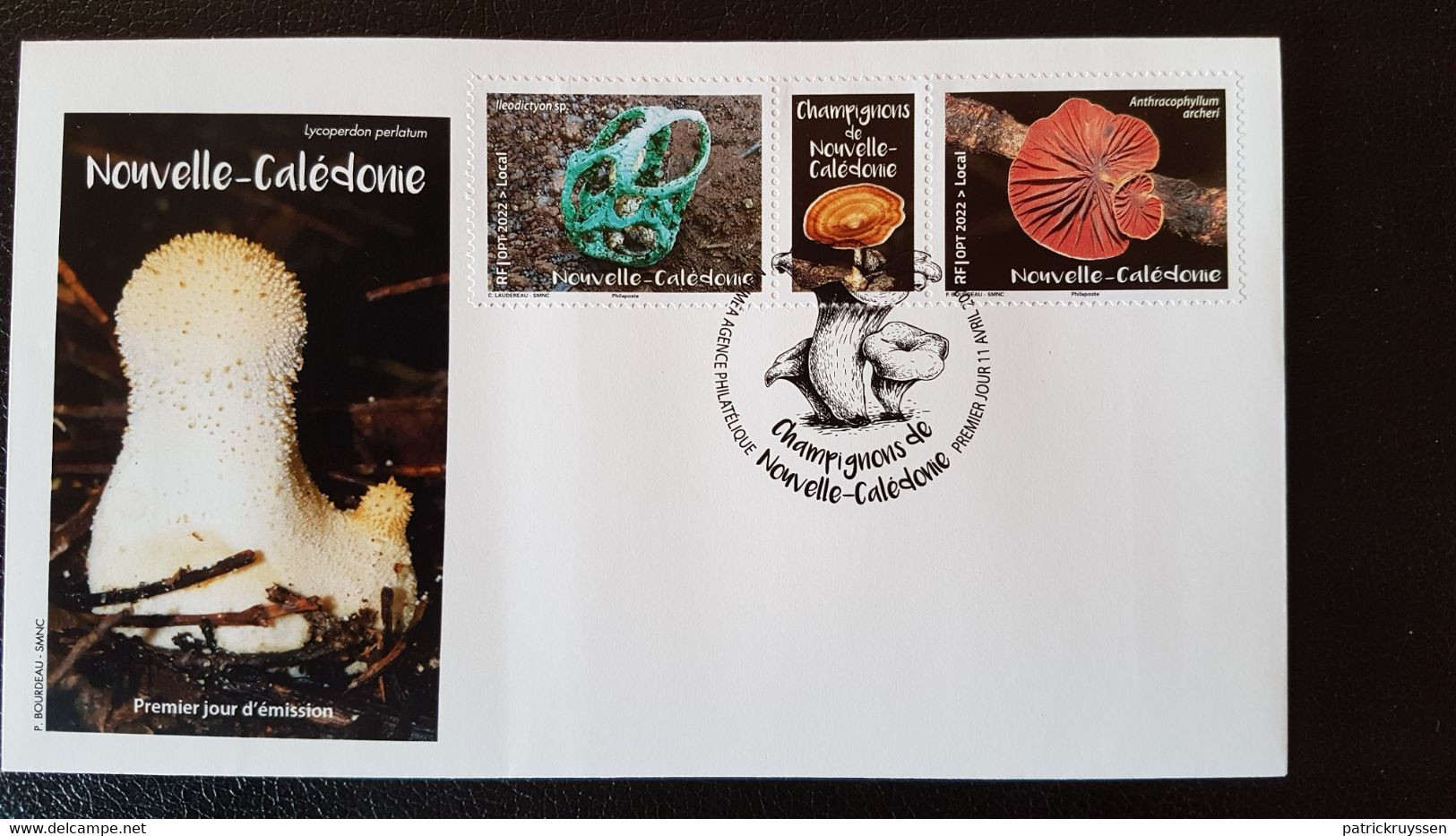 Caledonia 2022 Caledonie Mushroom Champignon PILZE FUNGI Ileodictyon 2v +lab FDC - Unused Stamps