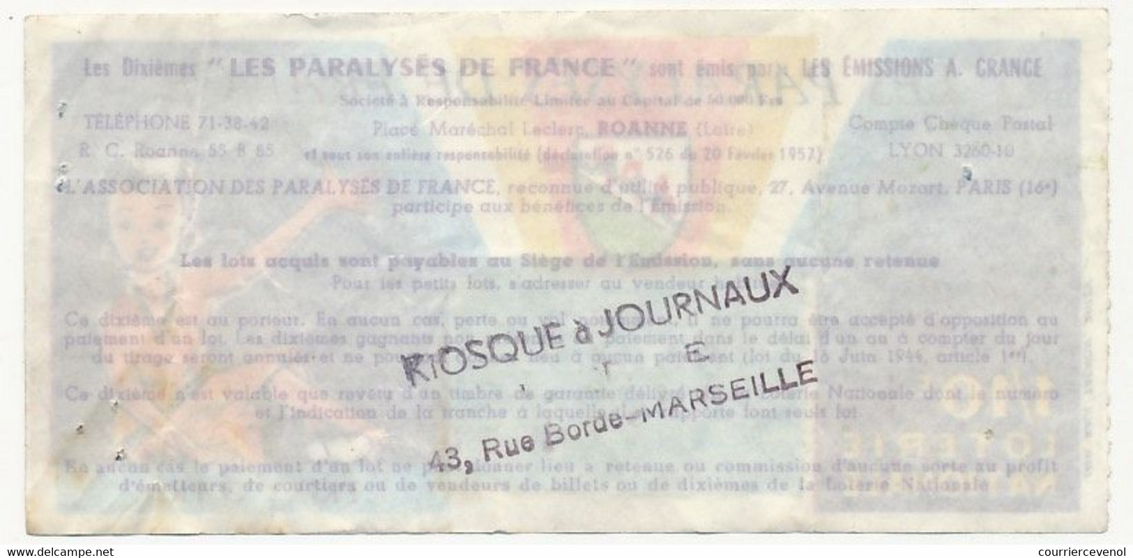 FRANCE - Loterie Nationale - 1/10ème - Les Paralysés De France - 42eme Tranche 1963 - Biglietti Della Lotteria