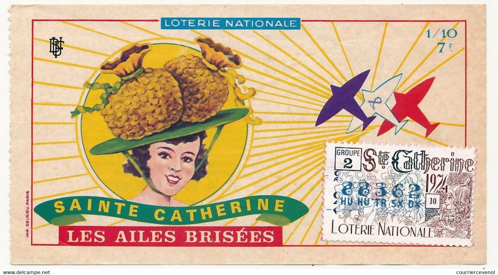 FRANCE - Loterie Nationale - 1/10ème - Les Ailes Brisées - Sainte Catherine - 1974 - Lottery Tickets