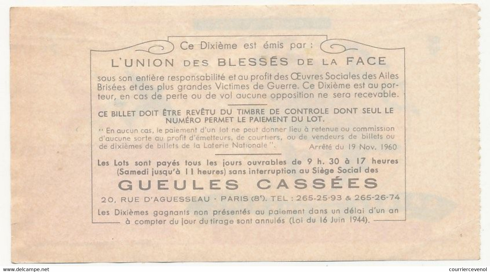 FRANCE - Loterie Nationale - 1/10ème - Les Ailes Brisées - Sainte Catherine - 1974 - Lottery Tickets