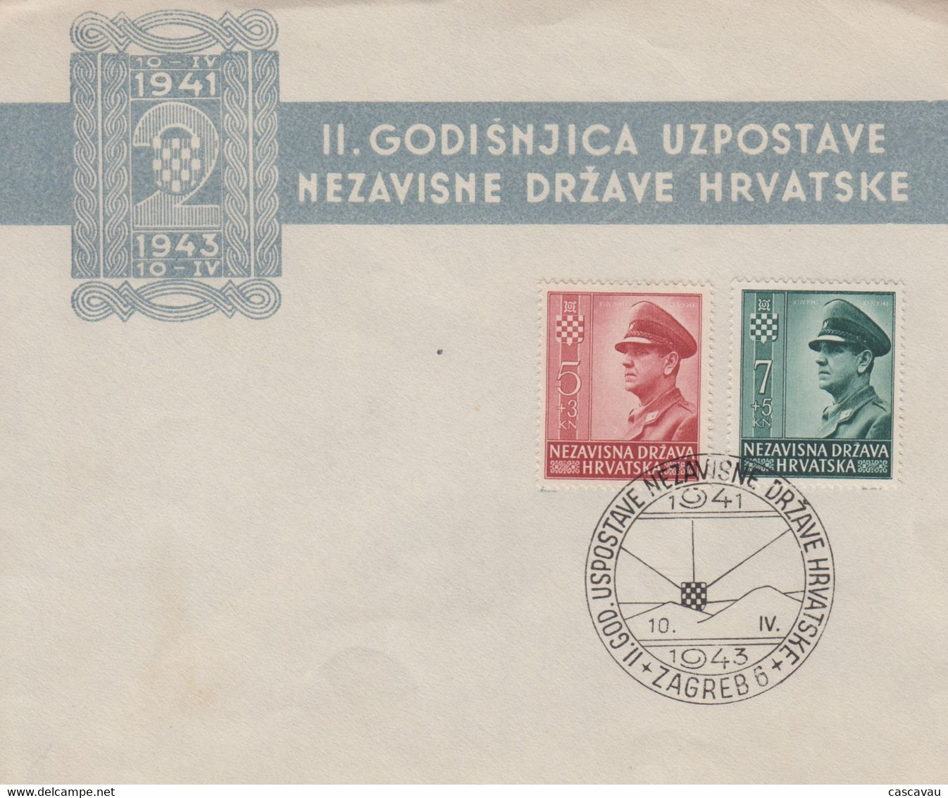 Enveloppe  FDC  1er  Jour   CROATIE   Pour   La   Jeunesse   Oustachie   1943 - Croatie