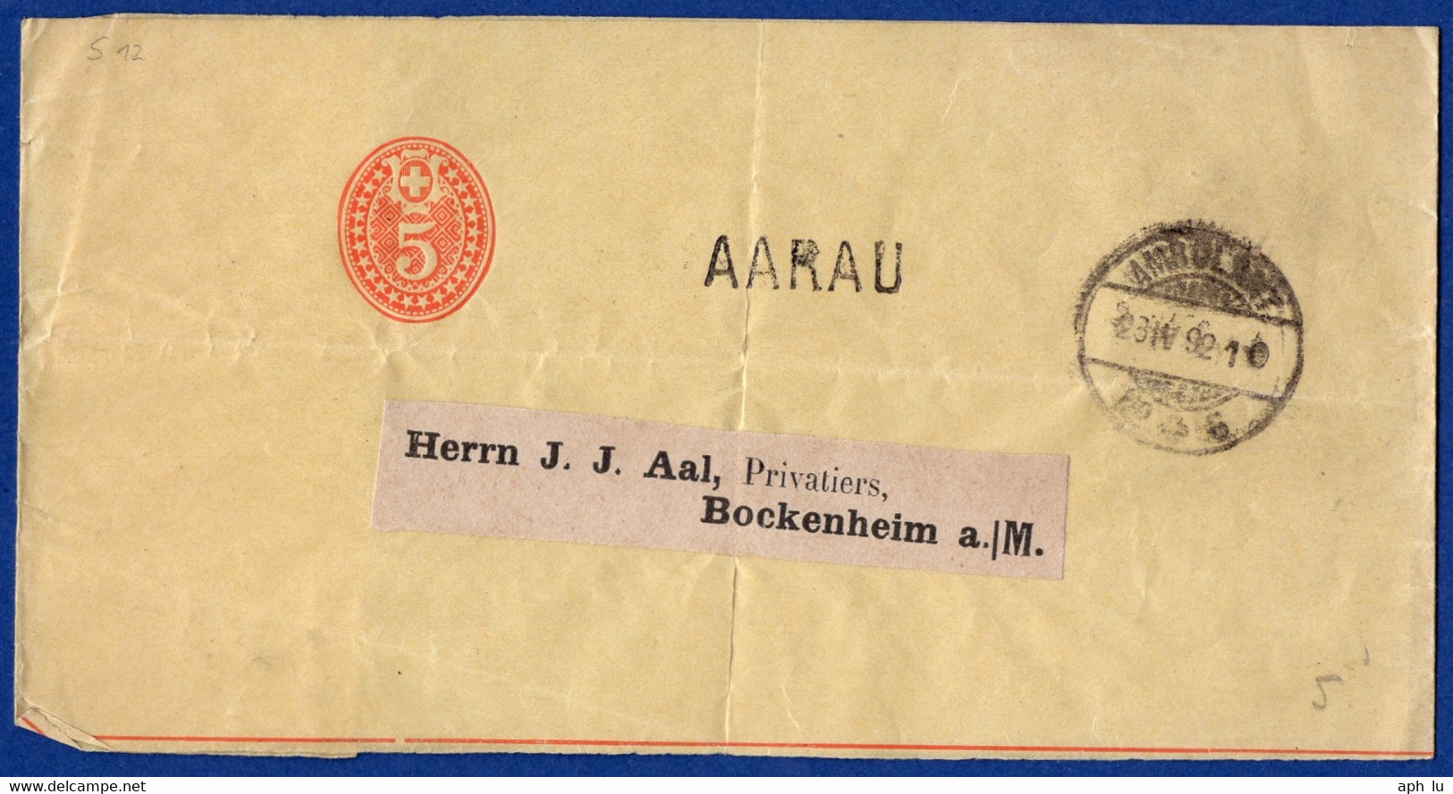 Bahnpost: "AMBULANT/No 6" Mit Stabstempel "AARAU" Auf Streifband (ac5943) - Bahnwesen