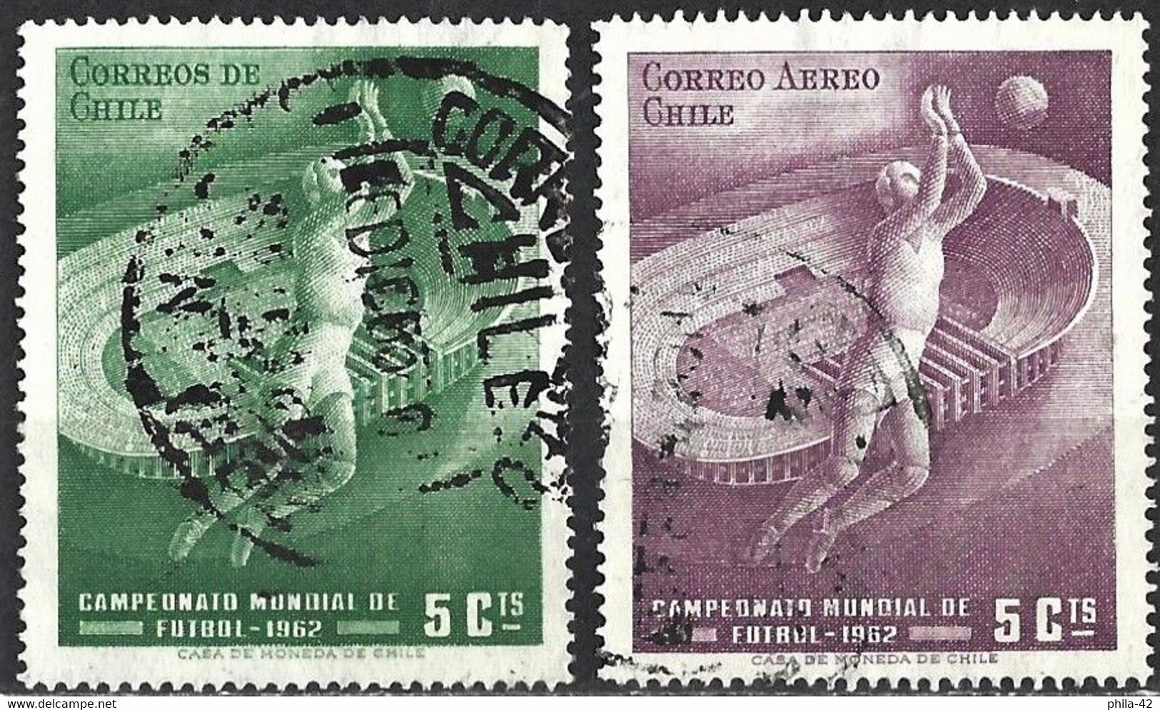 Chile 1962 - Mi 606/07 - YT 296 + Pa 210 ( World Football Cup ) - 1962 – Cile