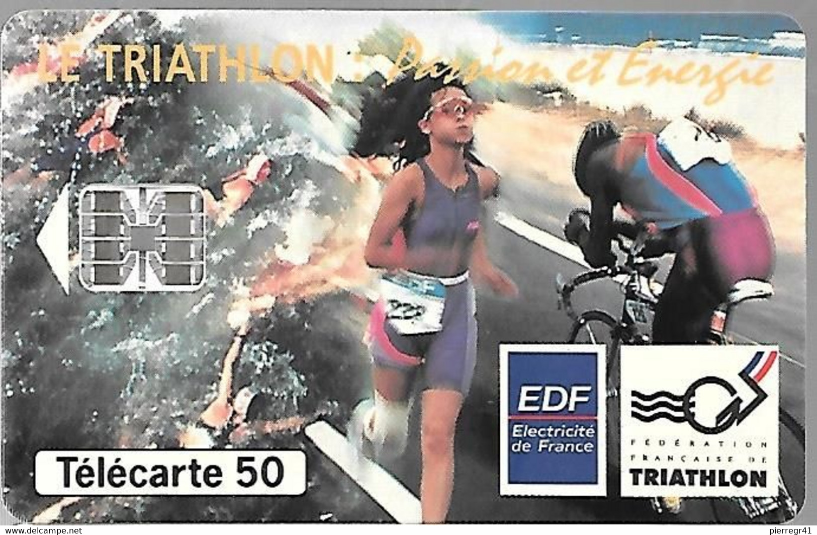 CARTE-PUCE-PRIVEE-PUBLIC- 50U-SC7--EN818-12/93--EDF TRIATHLON-V°N°Rge C38043076-UTILISE-TBE - 50 Unità  