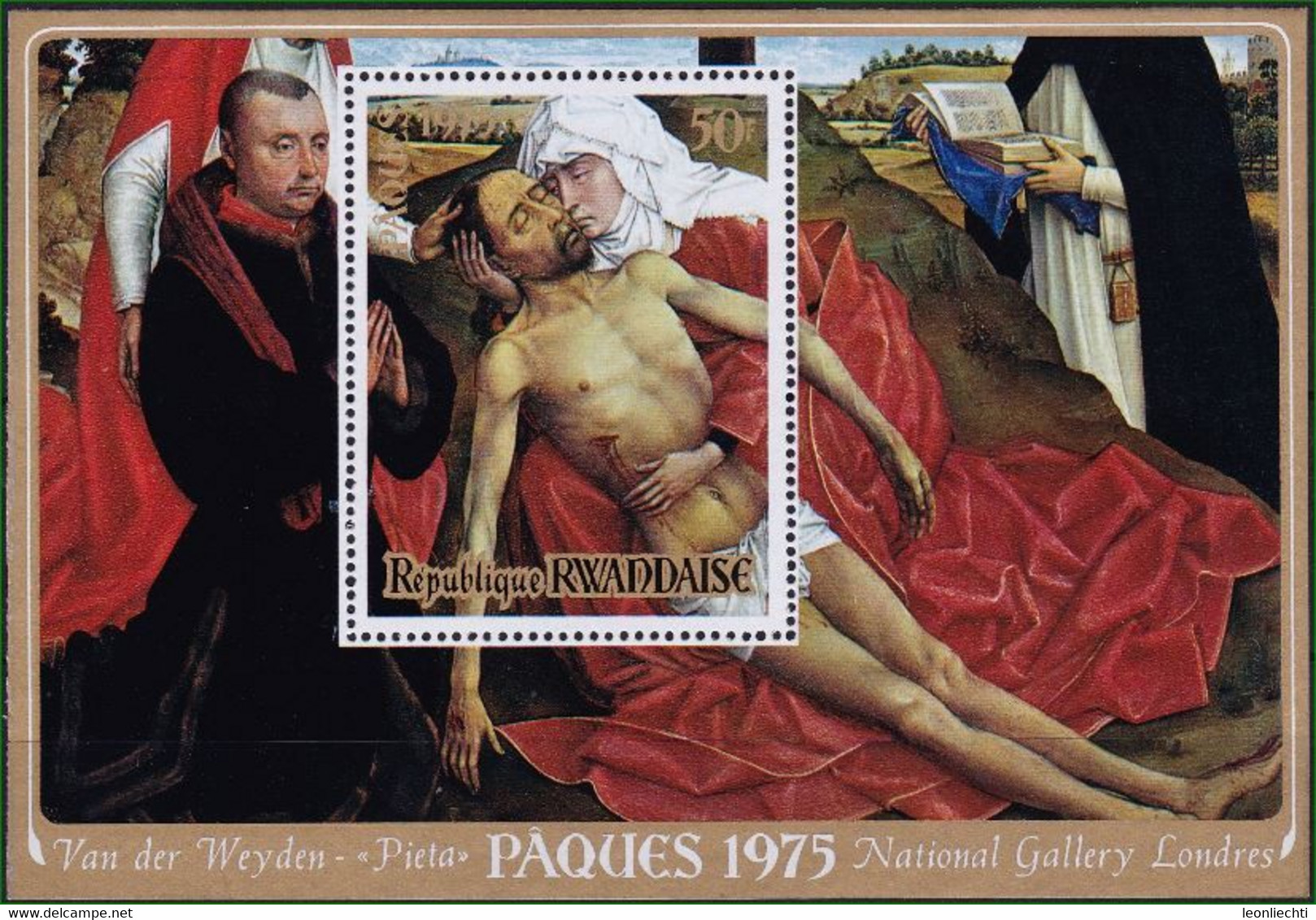 1975 Rep. Rwandaise. Paques - Ostern,  " Pieta " Van Der Weyden - Easter