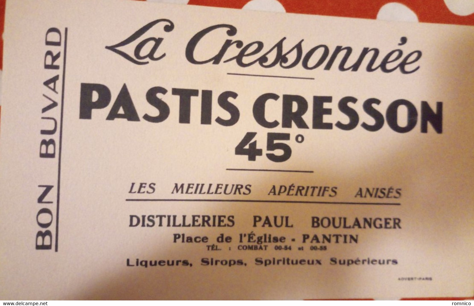 Buvard La Cressonnière Pastis Cresson - Liqueur & Bière